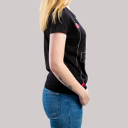 T-Shirt Damen Siebdruck Standard schwarz Seitenansicht