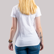 T-Shirt Damen Digitaldruck Basic V-Kragen weiß Rückenansicht