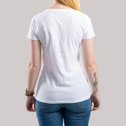 T-Shirt Damen Siebdruck Budget weiß Rückenansicht