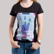 T-Shirt Damen Digitaldruck Budget schwarz Vorderansicht salapp
