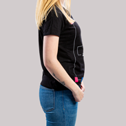 T-Shirt Damen Siebdruck Premium schwarz Seitenansicht