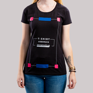T-Shirt Damen Siebdruck Basic schwarz Vorderseite Rundhalsausschnittt