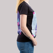 T-Shirt Damen Digitaldruck Budget schwarz Seitenansicht