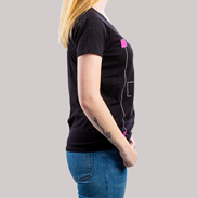 T-Shirt Damen Siebdruck Budget schwarz Seitenansicht