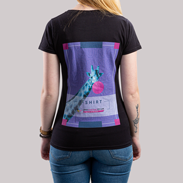 T-Shirt Damen Digitaldruck Budget schwarz Rückenansicht