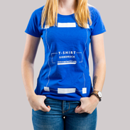 T-Shirt Damen Siebdruck Basic blau Vorderseite salopp