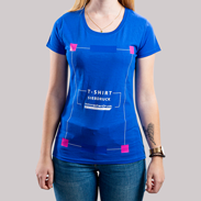 T-Shirt Damen Siebdruck Budget blau Rundhalsausschnitt Vorderseite bedruckt