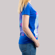 T-Shirt Damen Digitaldruck Budget blau Seitenansicht