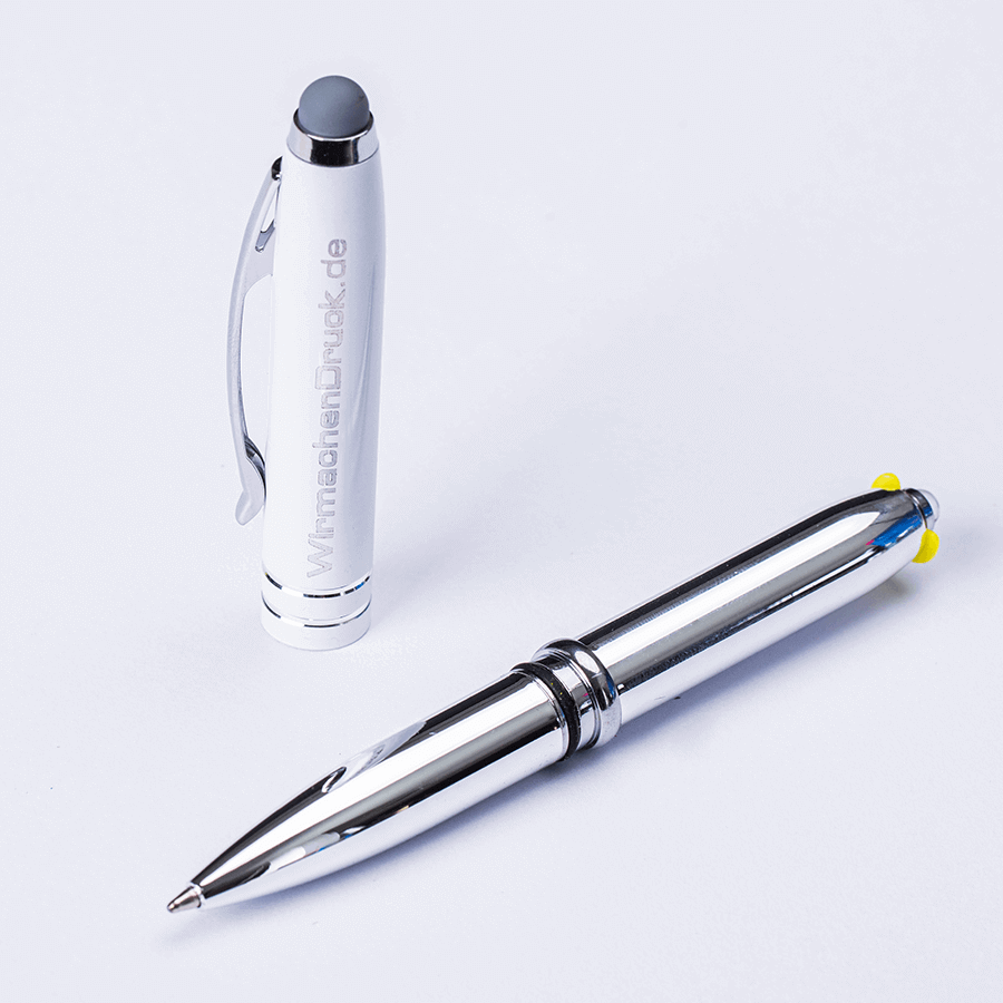 LED-Kugelschreiber GARCIA in Weiß und mit beidseitiger Lasergravur