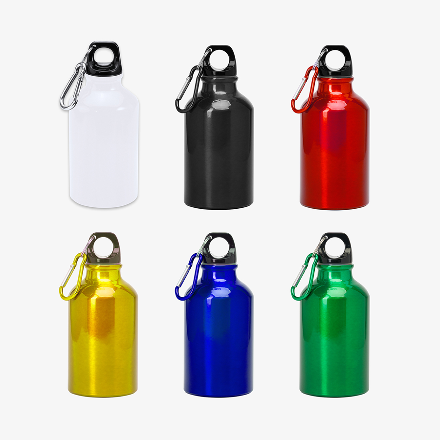 Aluminiumflaschen mit Karabinerhaken, in verschiedenen Farben erhältlich