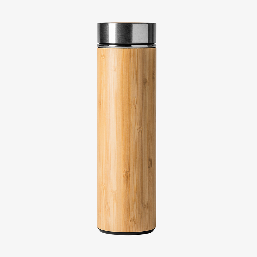 Bambus-Isolierflasche mit 500 ml Volumen und Edelstahlsieb