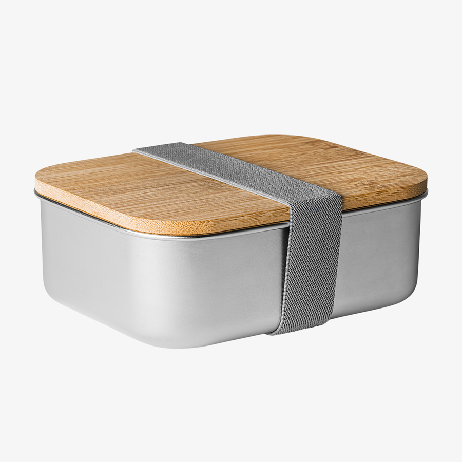 Unveredelte Edelstahl-Lunchbox mit Bambusdeckel und 800 ml Fassungsvermögen