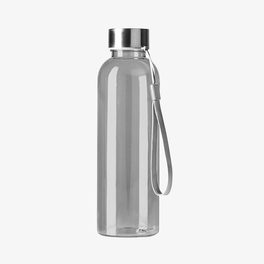 Transparente Sportflasche (600 ml), Trinkflasche aus RPET mit Handschlaufe