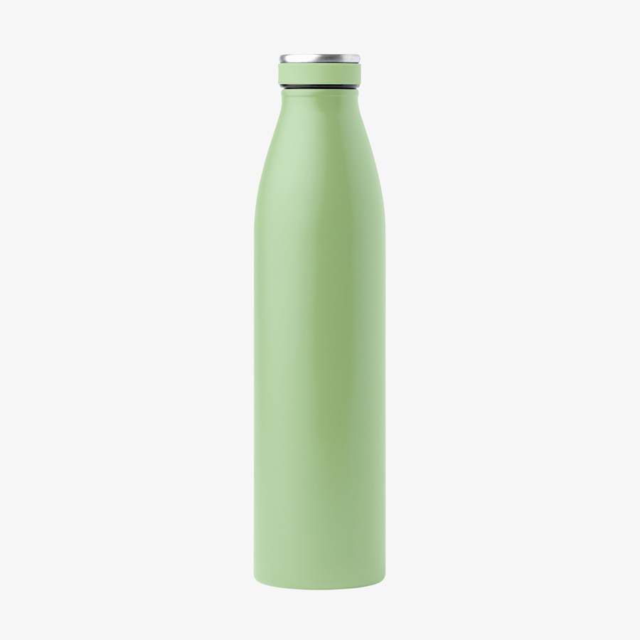 Doppelwandige Edelstahl-Isolierflasche (hellgrün) mit 750 ml Volumen, unveredelt