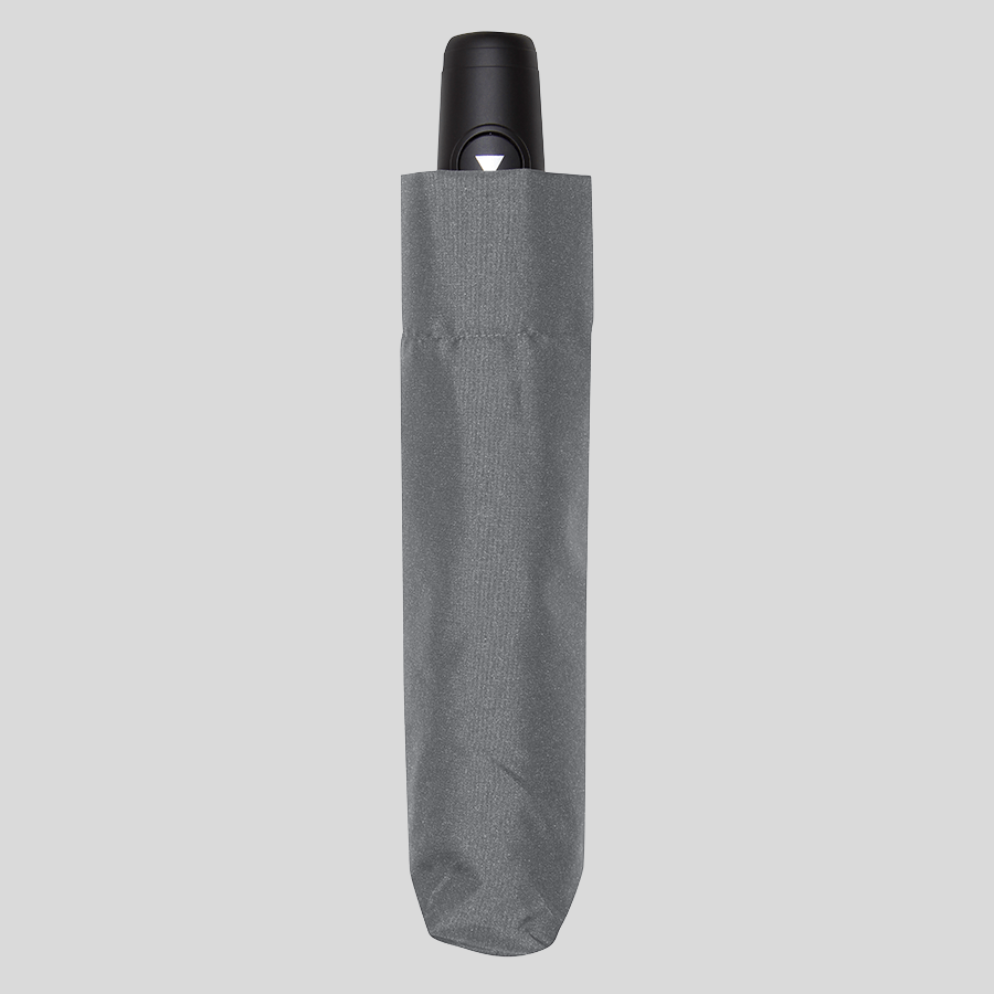 Geschlossener Mini-Taschenschirm mit Automatik von doppler in grauer Hülle, vollfarbig bedruckbar