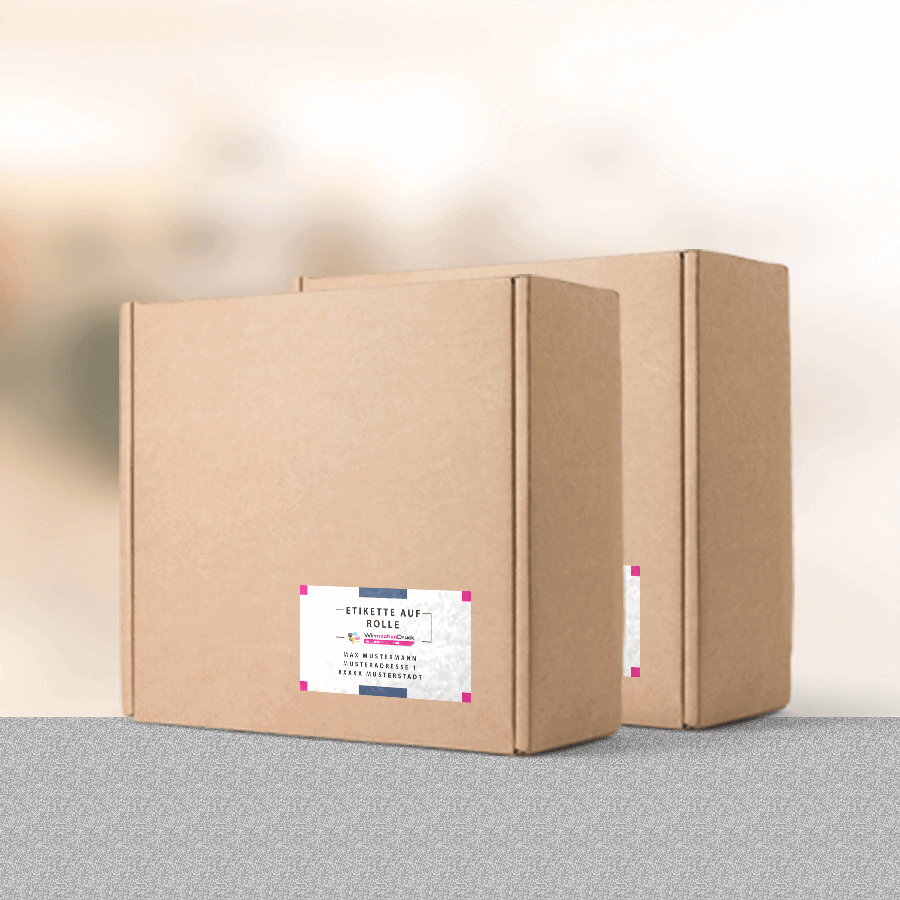 Bedruckbare und selbstklebende Adressetiketten auf Boxen 
