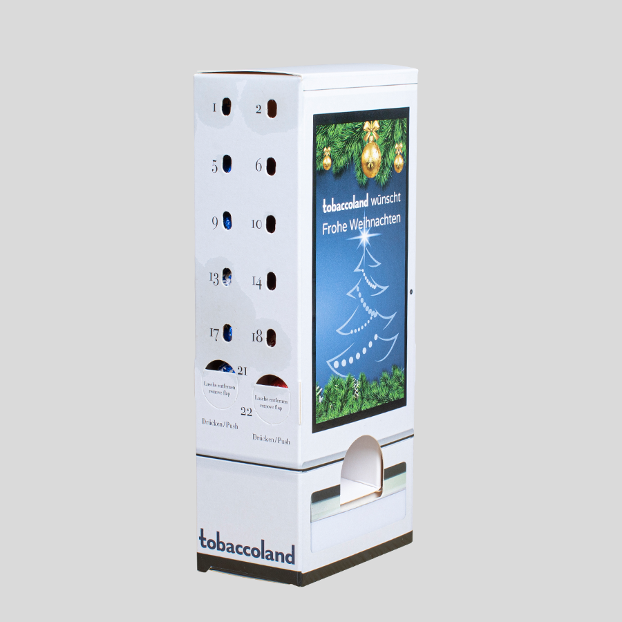 Adventskalender-Turm mit individuellem Druck auf einer Druckfläche von 262 x 342 mm