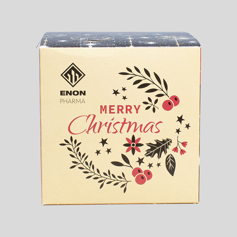 4/4-farbiger Adventskalender-Würfel aus Chromokarton mit individuellem Druck