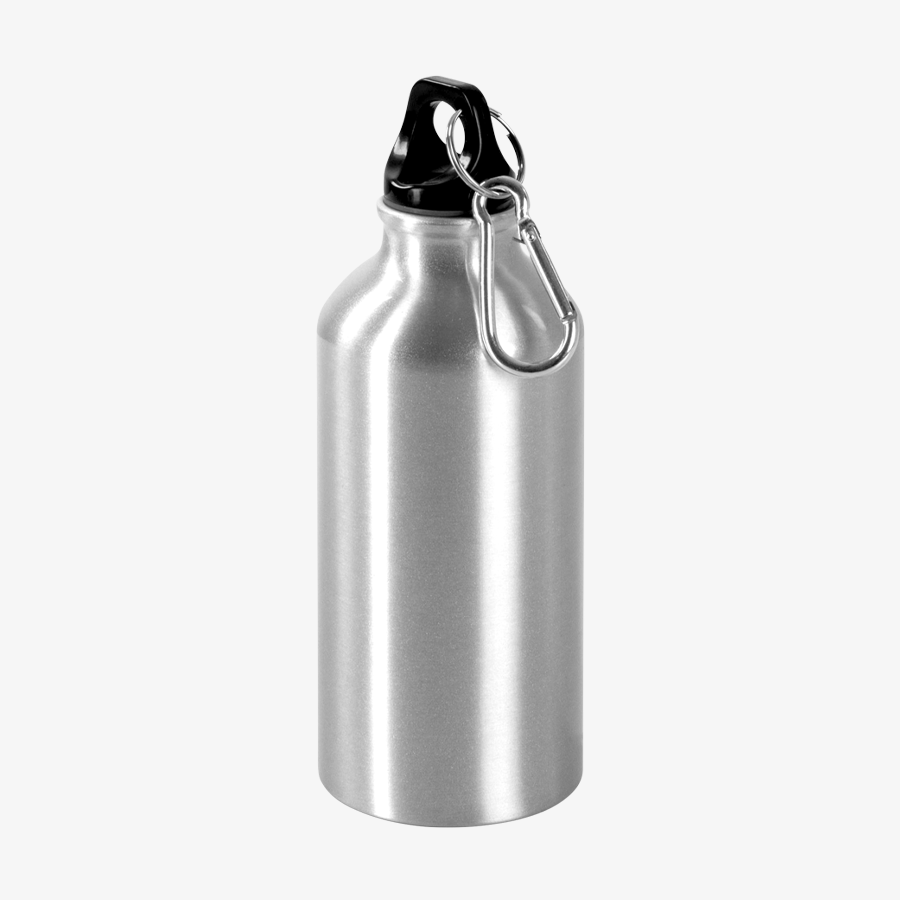 Aluminiumflasche mit Karabinerhaken (400 ml Fassungsvermögen), ohne Werbeanbringung
