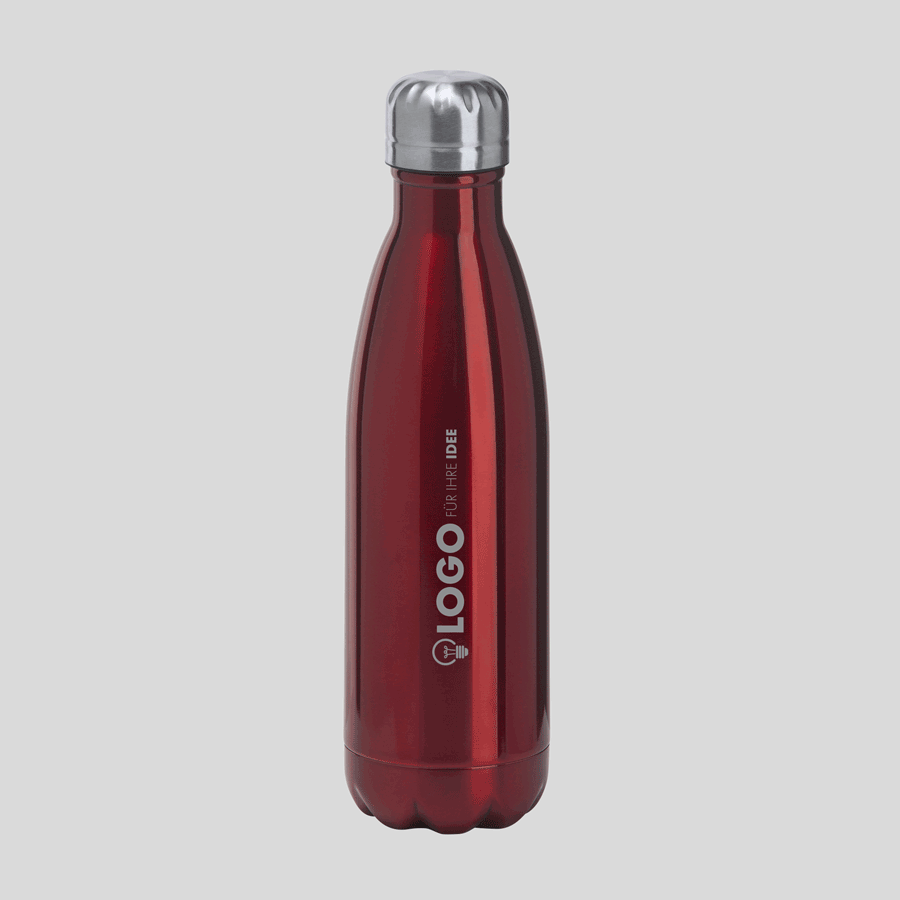 Rote 700-ml-Edelstahlflasche mit Gravur