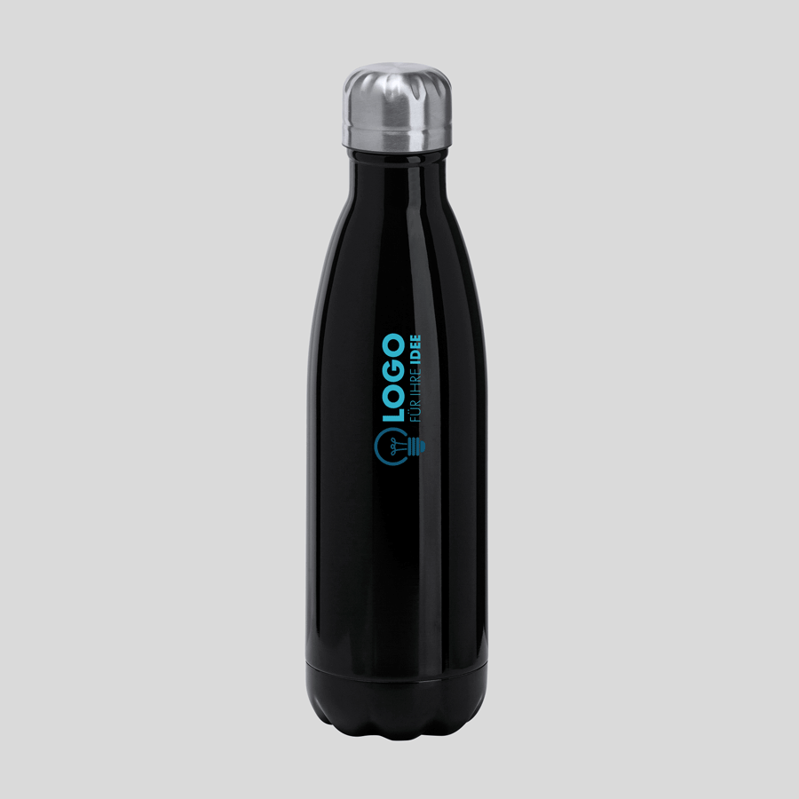 Schwarze 700-ml-Edelstahlflasche mit Druck