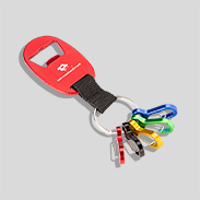 Alu-Schlüsselanhänger mit Mini-Karabinerhaken rot