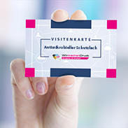 Visitenkarte mit antimikrobiellem Schutzlack