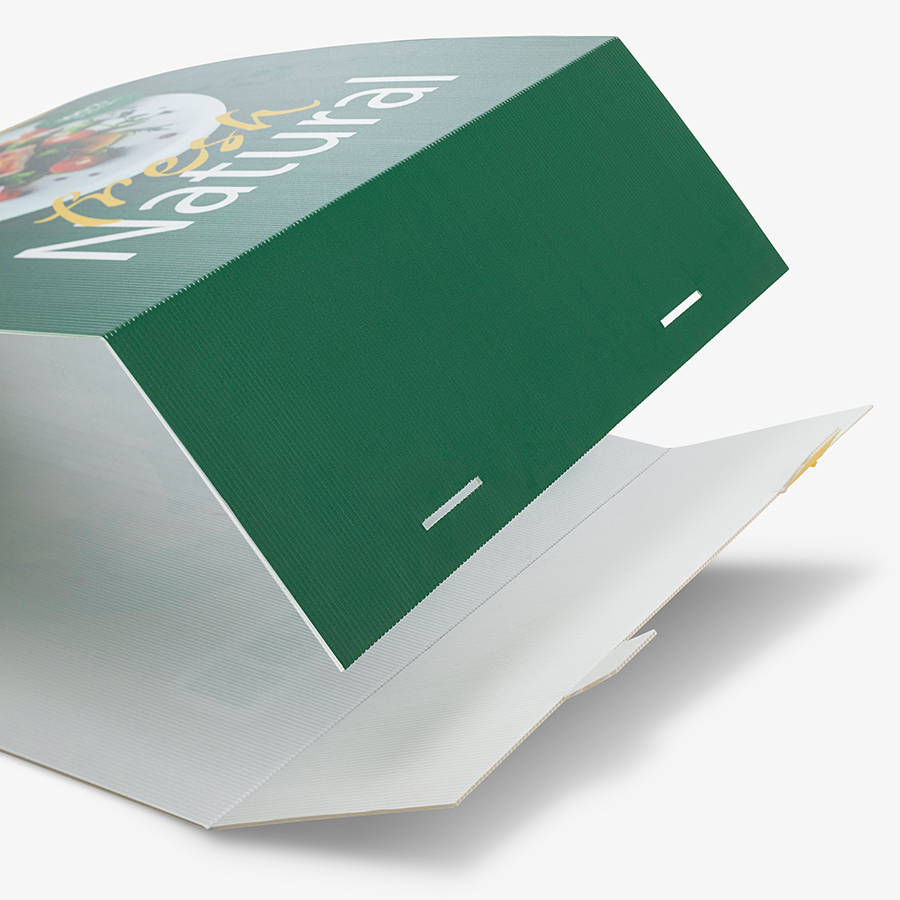 Aufsteller aus Hohlkammerplatte ganz einfach zusammenbauen und transportieren