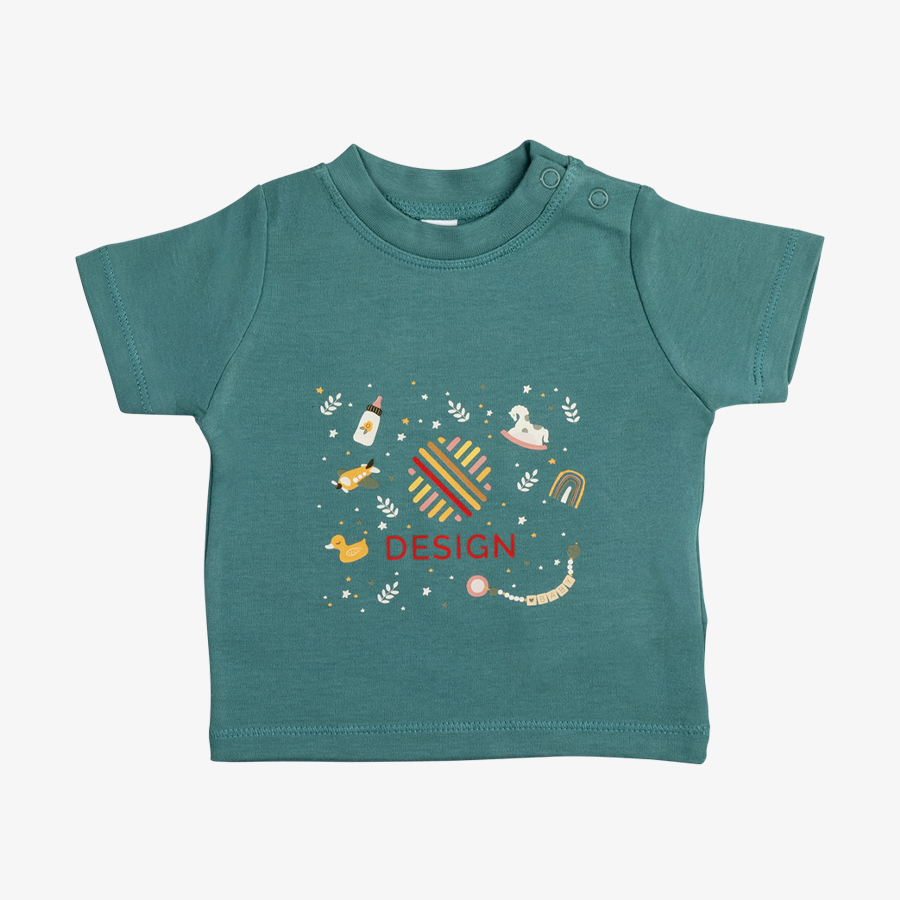 Baby-T-Shirt aus 100 % Bio-Baumwolle mit vollfarbigem Digitaltransferdruck