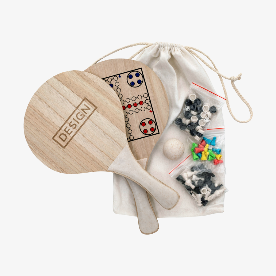 Beach-Tennis-Set mit Brettspielen und Spielfiguren, individuell bedruckt