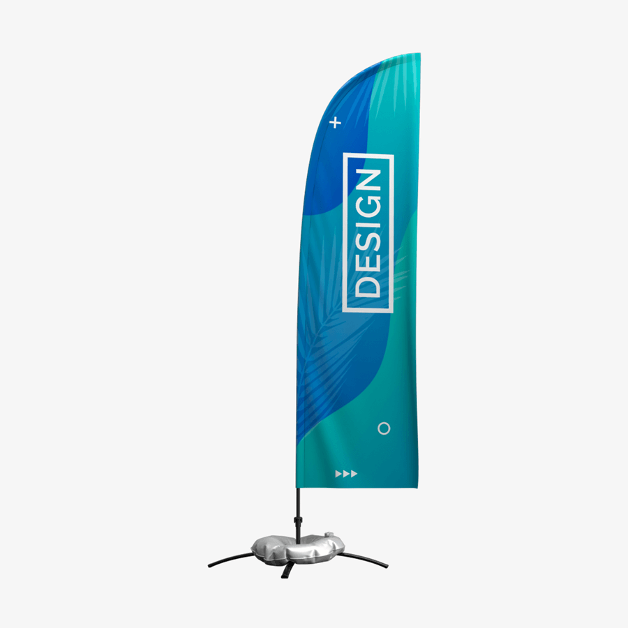 Beachflag oder Snowflag als Straightflag im Basic-Modell, in Größe M und in der Gesamtansicht