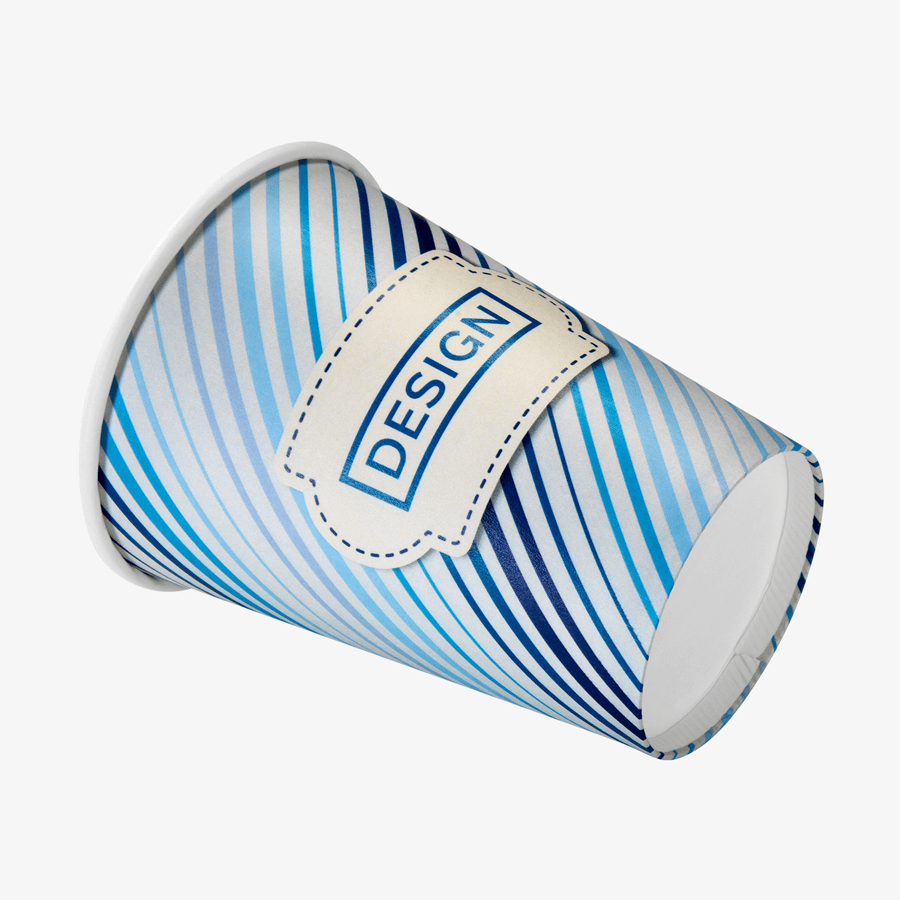 Einwandiger 300-ml-Pappbecher mit Eichstrich, individuell bedruckt