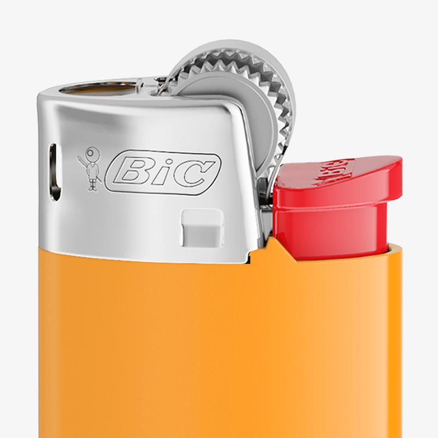Detailansicht eines Mini-Reibradfeuerzeuges von BIC, individuell bedruckbar