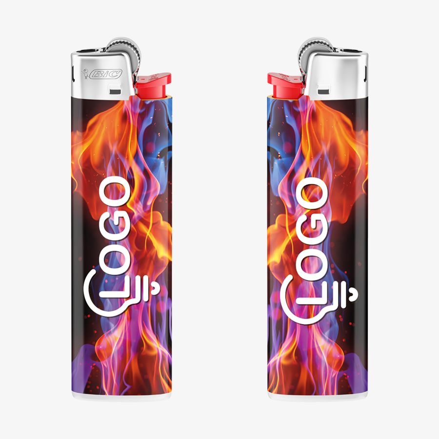 Hochwertiges Slim-Reibradfeuerzeug von BIC mit rundum vollfarbigem Digitaldruck