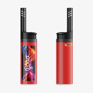 Kunststoff-Stabfeuerzeuge von BIC, wahlweise einseitig einfarbig oder rundherum vollfarbig bedruckt