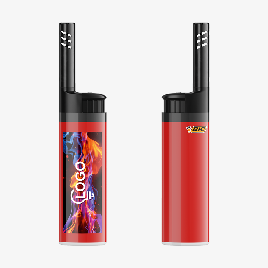 Kunststoff-Stabfeuerzeuge von BIC, wahlweise einseitig einfarbig oder rundherum vollfarbig bedruckt