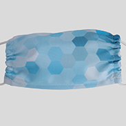 Hexagonmotiv auf blauen Mund- und Nasenmasken