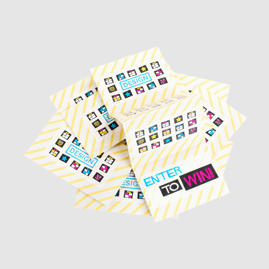 Vollfarbig und beidseitig individuell bedruckte Brieflose aus mattem Bilderdruckpapier