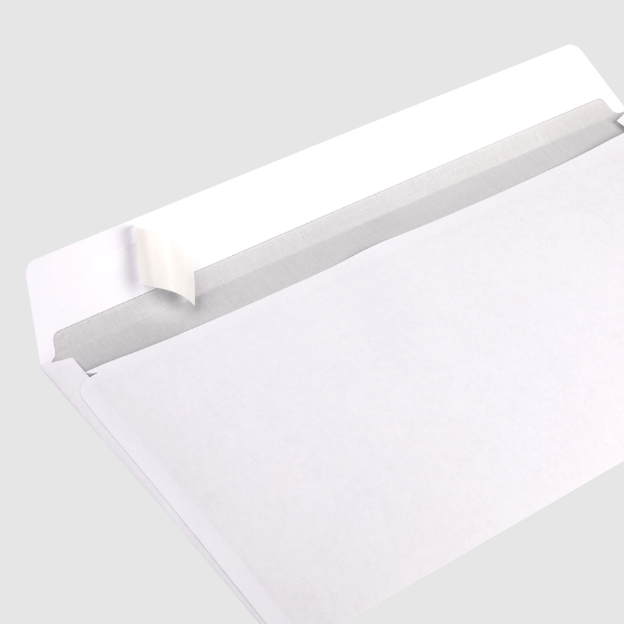 Rückseite unbedruckter Briefumschlag im Sonderformat 235 x 125 mm