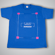 T-Shirt Herren Budget blau Rundhals vorne bedruckt
