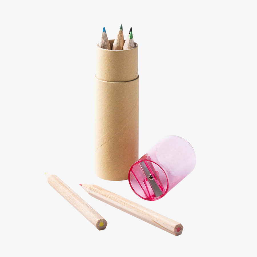 Buntstifte-Set mit passendem Anspitzer, Deckel in verschiedenen Farben erhältlich