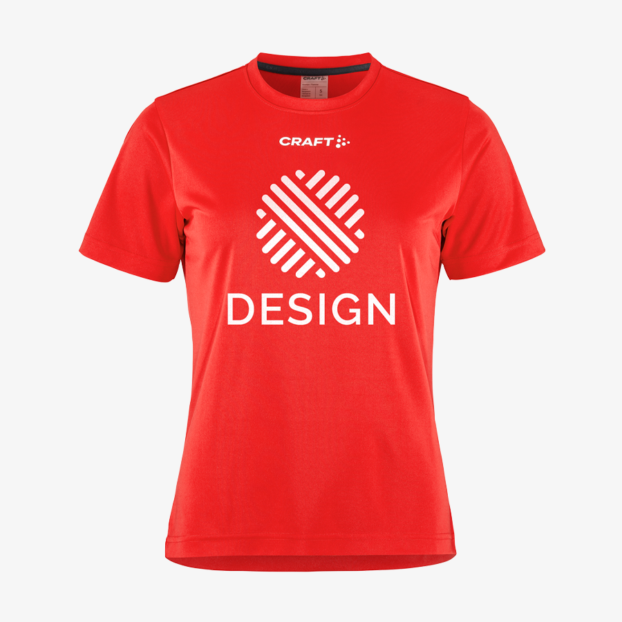 Rotes Craft-Damen-Funktionsshirt Squad Go Function Tee in der Vorderansicht mit individuellem Druckmotiv