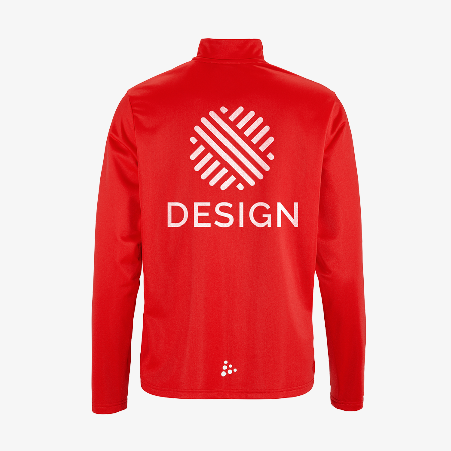 Craft-Halfzip-Trainingsshirt für Damen, Ansicht von hinten mit individuellem Druck auf dem Rücken