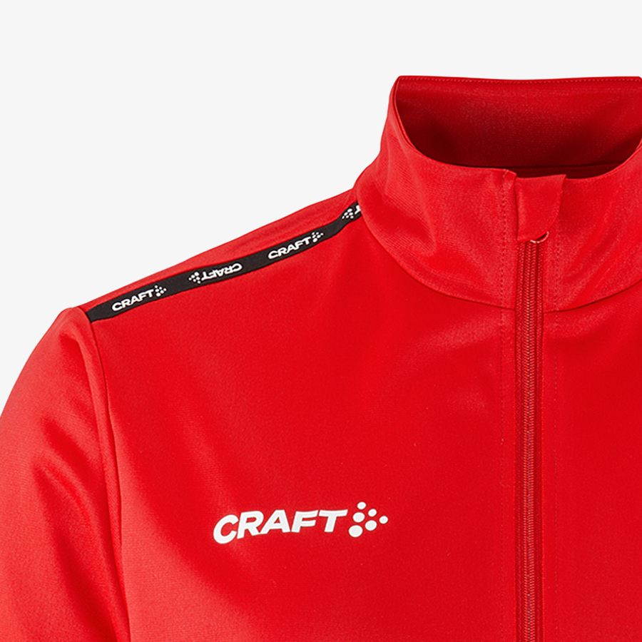 Detailansicht rote Craft-Trainingsjacke für Damen, individuell bedruckbar