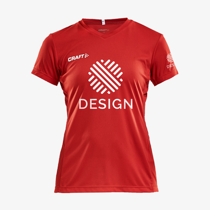 Rotes Craft-Trikot für Damen, vorne und am Ärmel individuell bedruckt