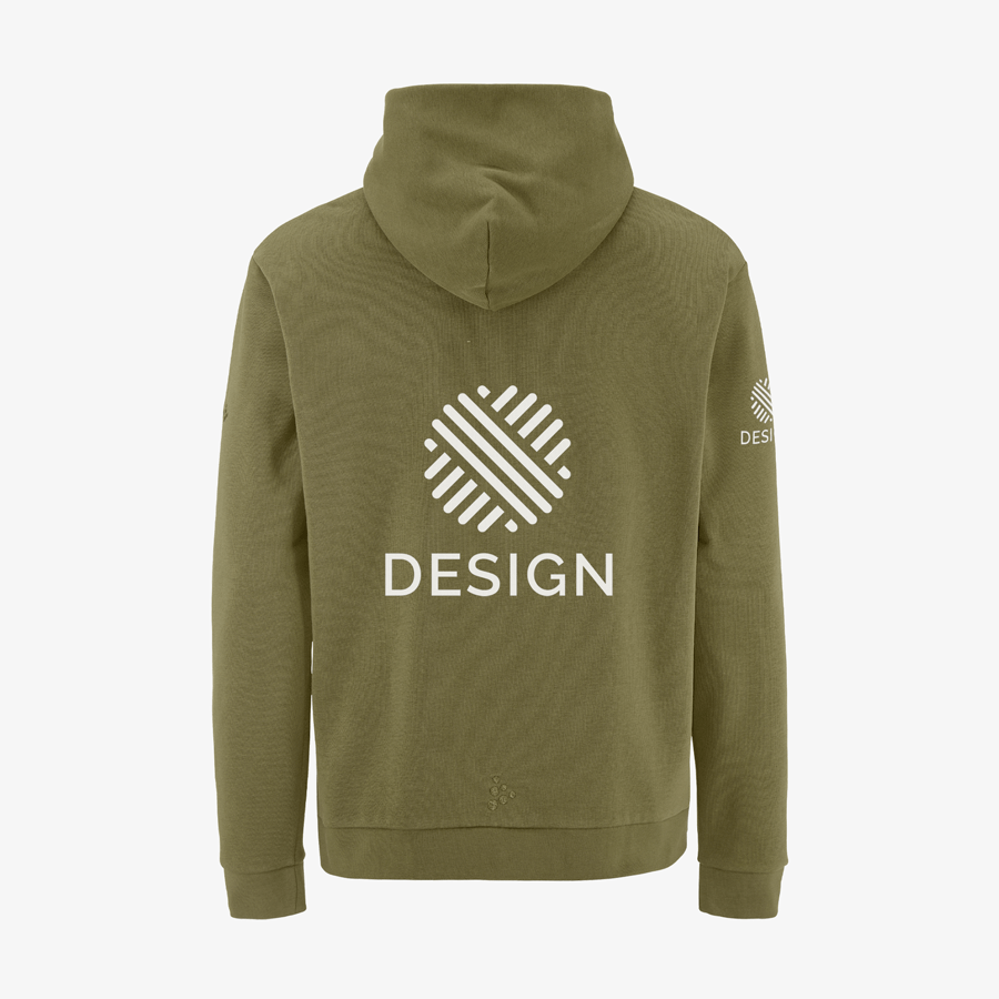 Rückansicht Craft-Hoodie für Herren mit Digitaltransferdruck auf Rücken und Ärmel