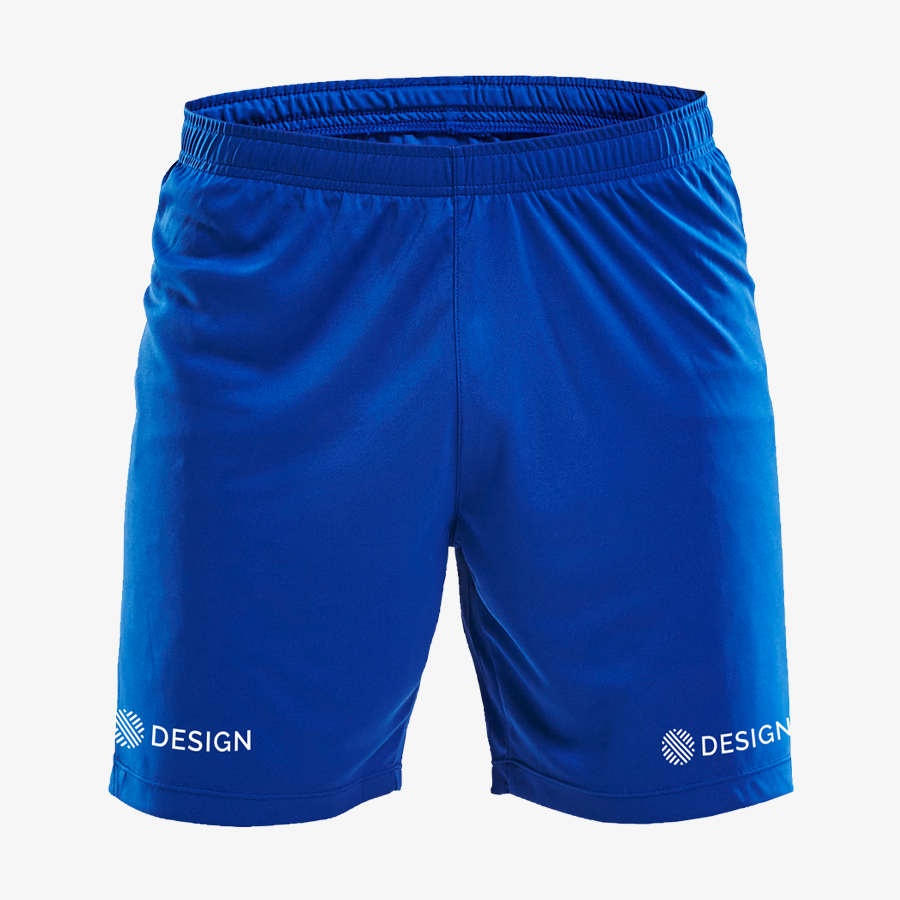 Blaue Craft-Shorts für Herren, an zwei Positionen individuell bedruckt