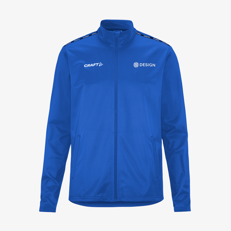 Blaue Craft-Trainingsjacke für Herren, individuell auf der Brust bedruckt
