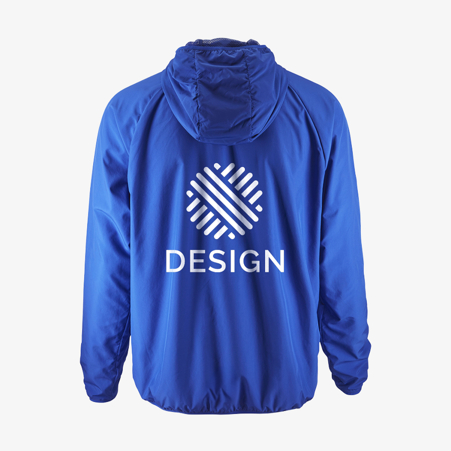 Blaue Craft-Windjacke für Herren mit Digitaltransferdruck auf dem Rücken
