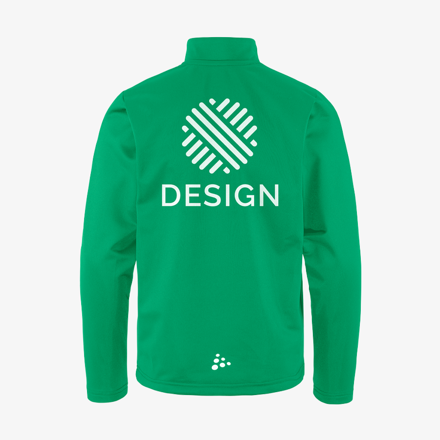 Craft-Halfzip-Trainingsshirt für Kinder, Ansicht von hinten mit individuellem Druck auf dem Rücken